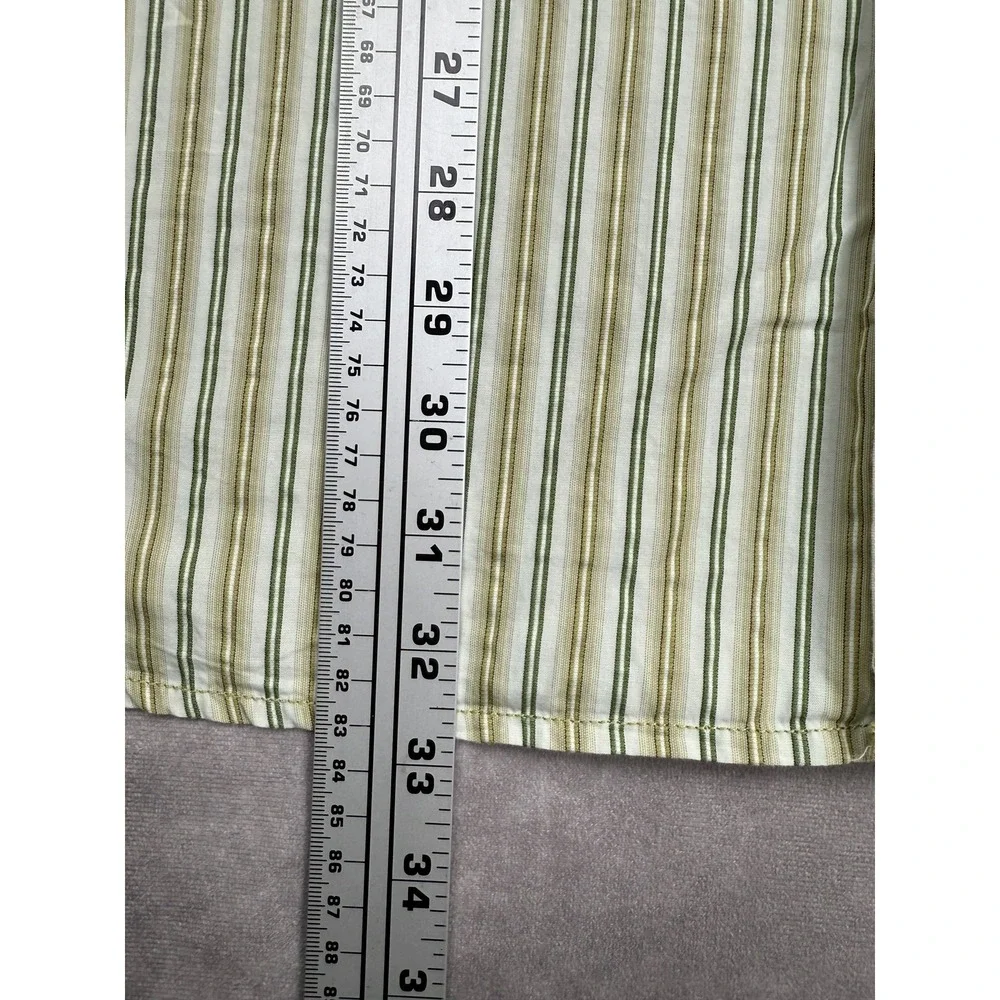 VTG Banana Republic Button Up Long Sleeve Shirt Mens 2XL Green Striped Hong Kong